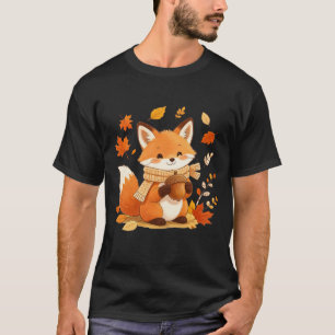 Mooie Vos met Herfstbladeren Heren T-Shirt