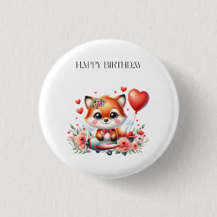 Mooie Vos Piloot Verjaardag Ronde Button 3,2 Cm