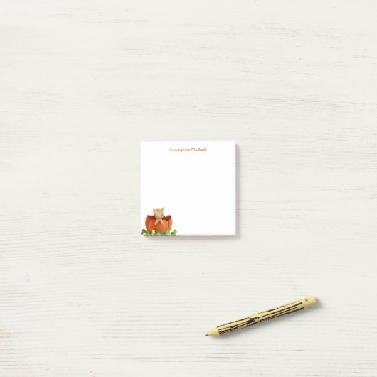 Mooie Vos Pompoen Post-it® Notes (Op bureau)