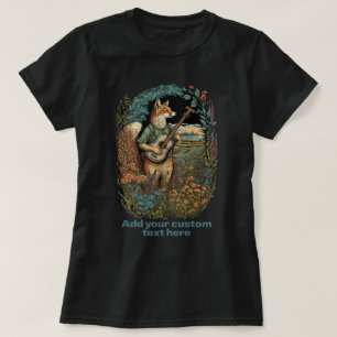 Mooie Vos Speelt Gitaar wilde bloem, Vos Liefhebbe T-shirt