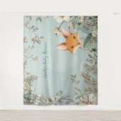 Mooie vos vintage babyshower achtergrond landschap wandkleed (Voorkant)