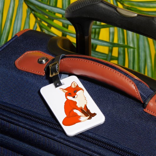 Mooie Vos Zittende Bagage Labels