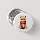 Mooie vospen in een rode sjaal ronde button 3,2 cm (Voorkant /achterkant)