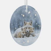 Mooie vossen in sneeuw Kerstmis Glas Ornament (Voorkant Rechts)