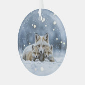 Mooie vossen in sneeuw Kerstmis Glas Ornament (Voorkant links)