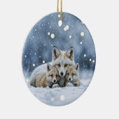 Mooie Vossen in Sneeuw Kerstmis Keramisch Ornament (Rechts)