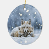 Mooie Vossen in Sneeuw Kerstmis Keramisch Ornament (Links)