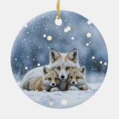 Mooie Vossen in Sneeuw Kerstmis Keramisch Ornament (Achterkant)