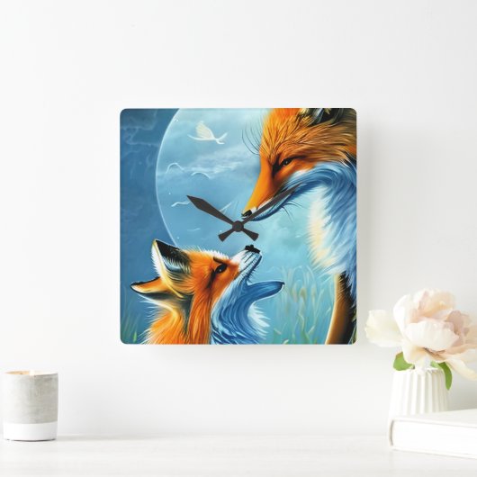 Mooie vossen vierkante klok (Huis)