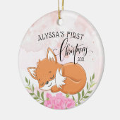 Mooie vossenbaby's eerste kerstmis keramisch ornament (Links)