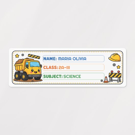 Mooie vrachtwagen aangepaste schoolnaam labels (Design 1)