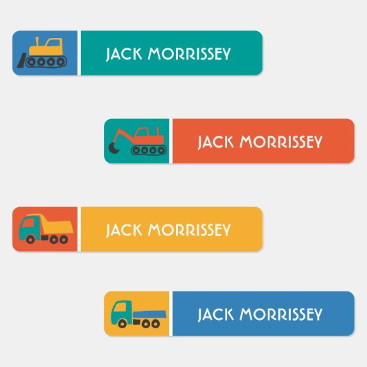 Mooie vrachtwagens Kleurrijke kindernaam Labels (Groep)