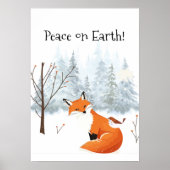 Mooie Vrede op Aarde Rode Vos Vogel Winter  Poster (Voorkant)