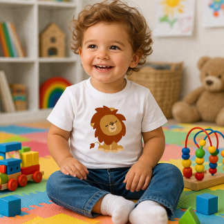 Mooie Vreedzame Cartoon Leeuw Baby T-Shirt