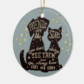 Mooie vrienden zijn zoals sterren, citaat keramisch ornament (Links)
