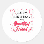 Mooie vriendschappelijke verjaardag ronde sticker (Voorkant)