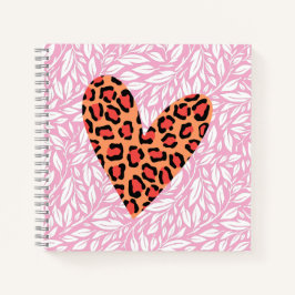 Mooie vrolijke achtergrond Roze botanisch patroon Notitieboek