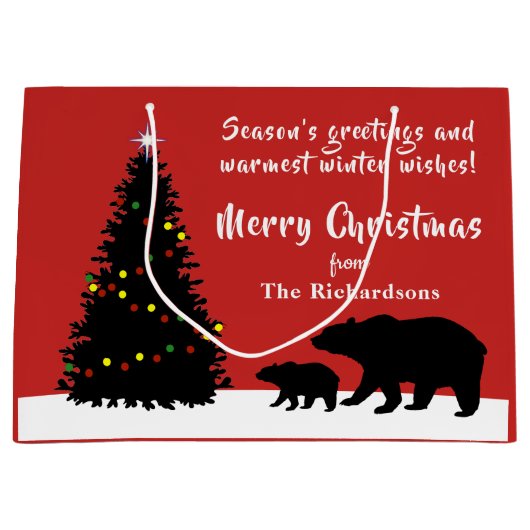 Mooie vrolijke kerst Beren Groot Cadeauzakje (Voorkant)