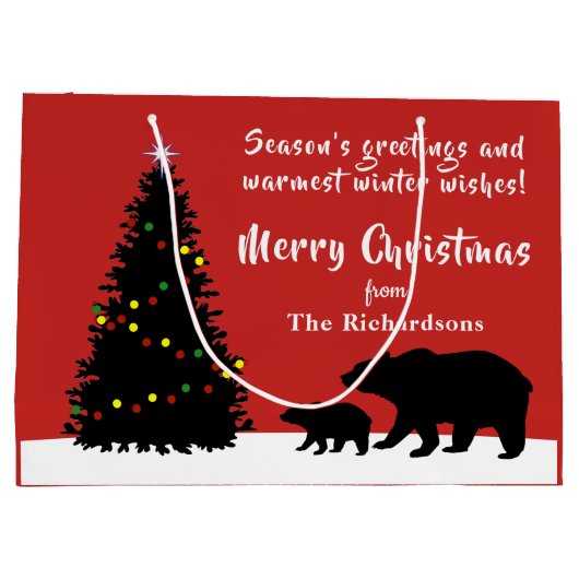 Mooie vrolijke kerst Beren Groot Cadeauzakje (Achterkant)