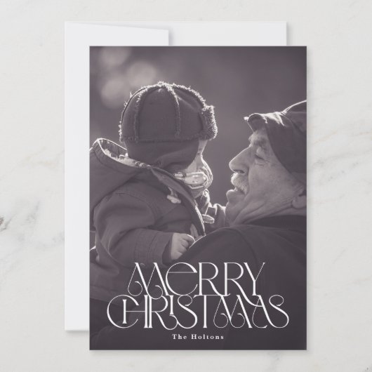 Mooie vrolijke kerst stijlvolle typografie foto feestdagenkaart (Voorkant)