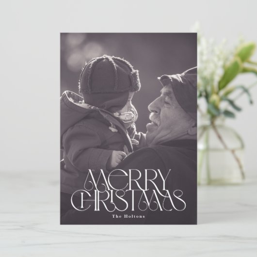 Mooie vrolijke kerst stijlvolle typografie foto feestdagenkaart (Staand voorkant)