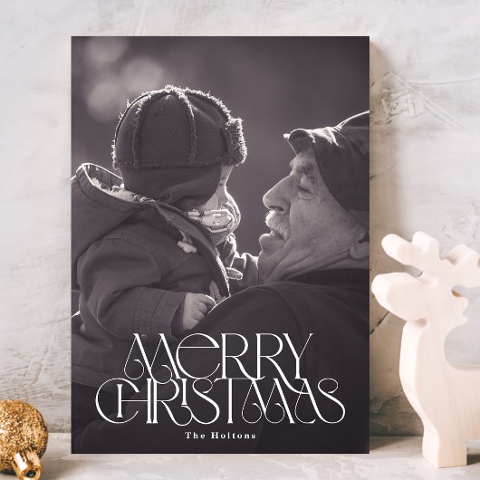 Mooie vrolijke kerst stijlvolle typografie foto feestdagenkaart