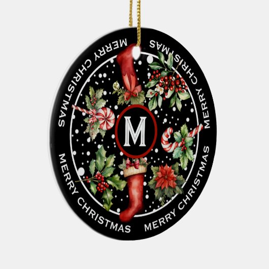 MOOIE VROLIJKE KERSTMIS, HOLLY SPRING, KOUS, KERAMISCH ORNAMENT (Rechts)