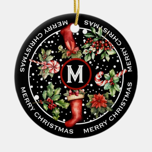 MOOIE VROLIJKE KERSTMIS, HOLLY SPRING, KOUS, KERAMISCH ORNAMENT (Voorkant)