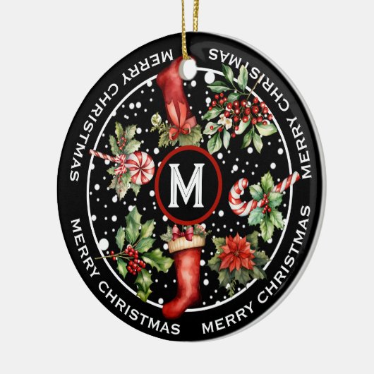 MOOIE VROLIJKE KERSTMIS, HOLLY SPRING, KOUS, KERAMISCH ORNAMENT (Links)