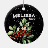 MOOIE VROLIJKE KERSTMIS, HOLLY SPRING, KOUS, KERAMISCH ORNAMENT (Achterkant)