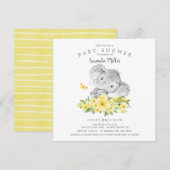 Mooie Vrolijke Olifant Baby Shower voor Jongen Kaart (Voorkant / Achterkant)