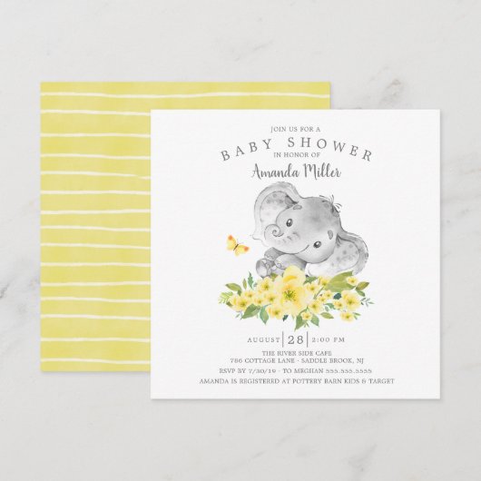 Mooie Vrolijke Olifant Baby Shower voor Jongen Kaart (Voorkant / Achterkant)