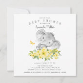 Mooie Vrolijke Olifant Baby Shower voor Jongen Kaart (Voorkant)