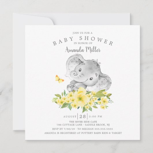 Mooie Vrolijke Olifant Baby Shower voor Jongen Kaart (Voorkant)