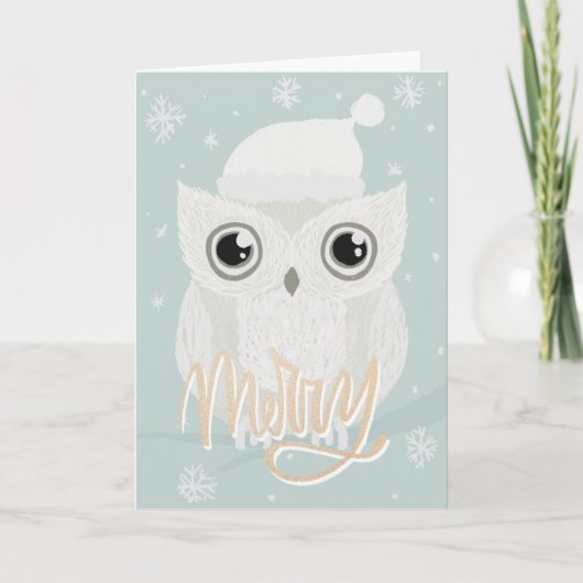 Mooie vrolijke sneeuwuil ontwerp kaart (Voorkant)