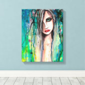 Mooie Vrouw Abstract Portret Fantasy Art Canvas Afdruk (Insitu (Houten vloer))