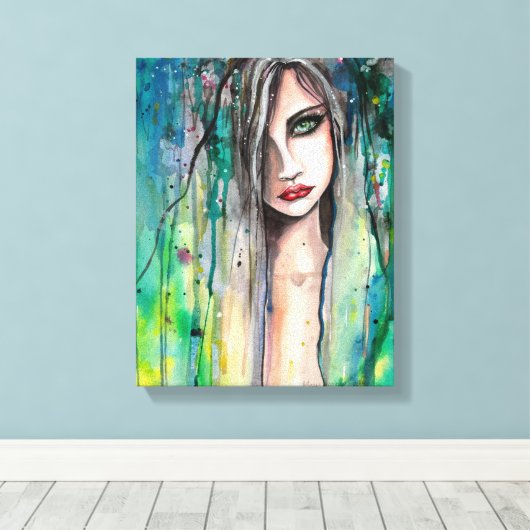Mooie Vrouw Abstract Portret Fantasy Art Canvas Afdruk (Insitu (Houten vloer))