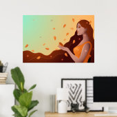 Mooie vrouw als herfstrepresentatie poster (Thuiskantoor)
