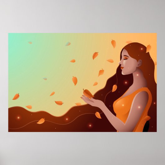 Mooie vrouw als herfstrepresentatie poster (Voorkant)