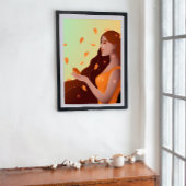 Mooie vrouw als herfstrepresentatie poster