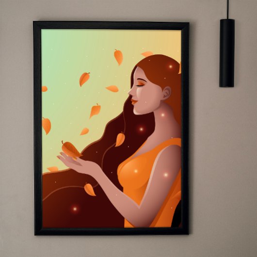 Mooie vrouw als herfstrepresentatie poster