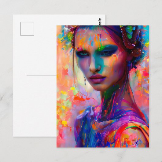 Mooie vrouw bedekt met verf Briefkaart (Voorkant / Achterkant)