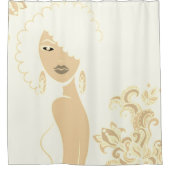 Mooie vrouw Beige Douchegordijn (Voorkant)