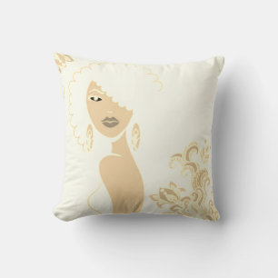 Mooie vrouw beige en bruine tweezijdige kussen