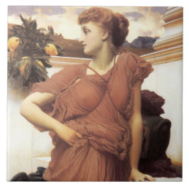 Mooie vrouw bij de fontein tegeltje