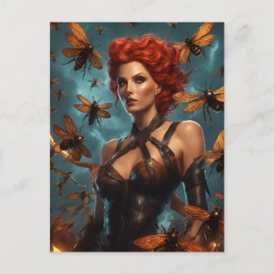 Mooie Vrouw Bijen Godin Briefkaart
