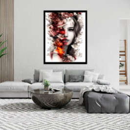 Mooie Vrouw bloemen fantasie Abstract Poster
