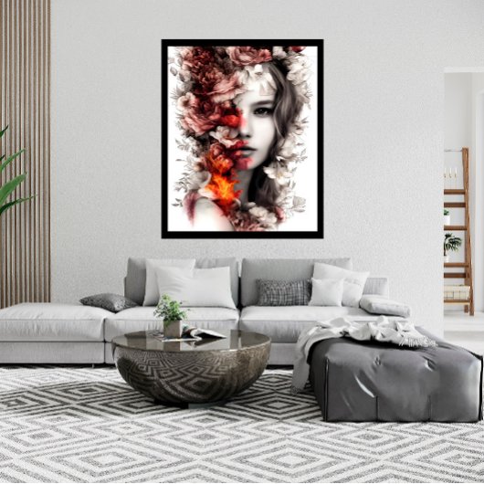 Mooie Vrouw bloemen fantasie Abstract Poster