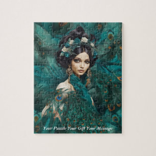 Mooie vrouw Boho pauw jurk Legpuzzel