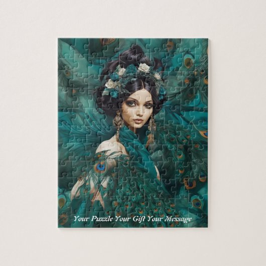 Mooie vrouw Boho pauw jurk Legpuzzel (Verticaal)